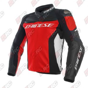 Dainese Racing 3 Leather Black Fluo Red Jacket