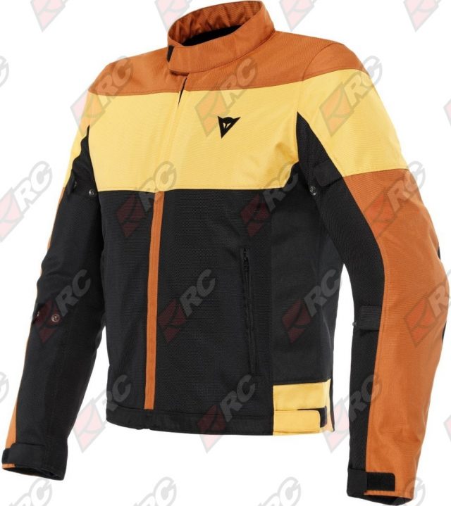 Dainese Elettrica Air Tex Black Leather Brown Mineral Yellow Jacket