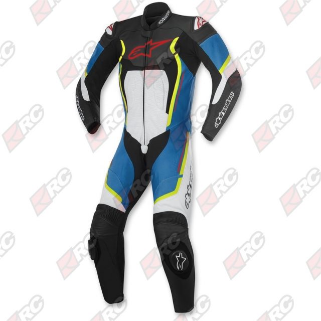 Alpinestars Motegi V2 Leather Black White Blue Yellow Fluo Suit