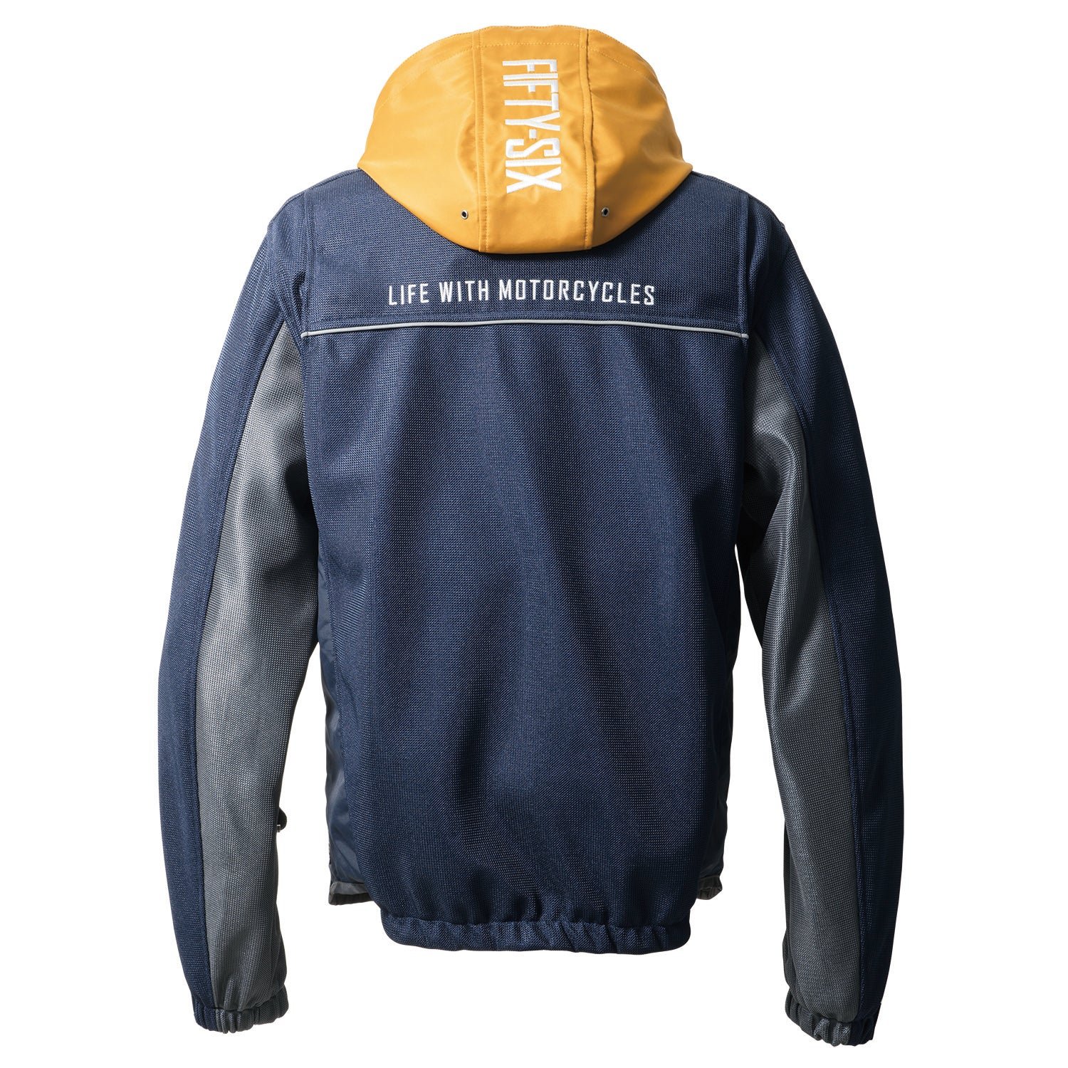 56design Color Hoodie Mesh Navy Yellow Ocher Jacket - Image 2