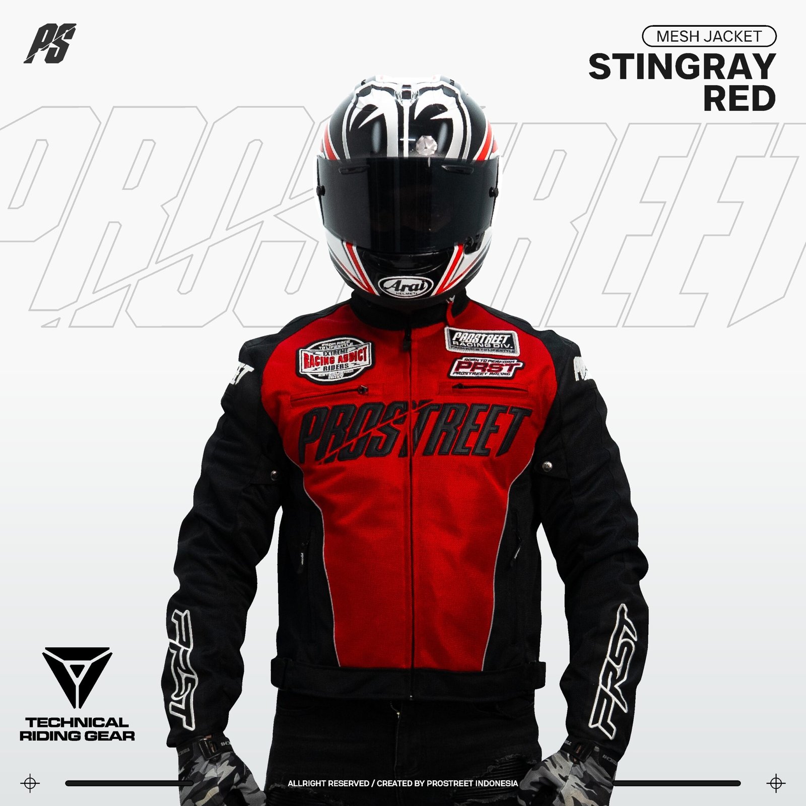 Prostreet Stingray Mesh with Protector Re.Zro Red Jacket