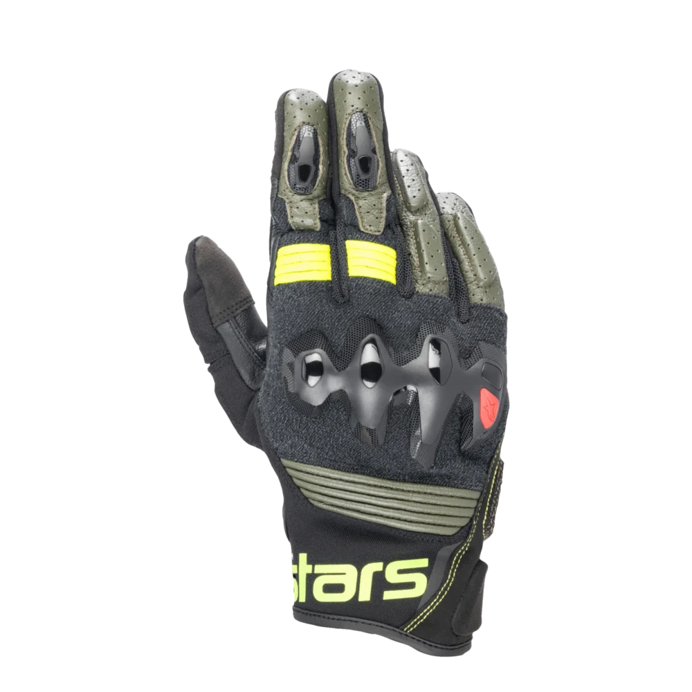 Alpinestars Halo Leather Forest Black Yellow Fluo Gloves