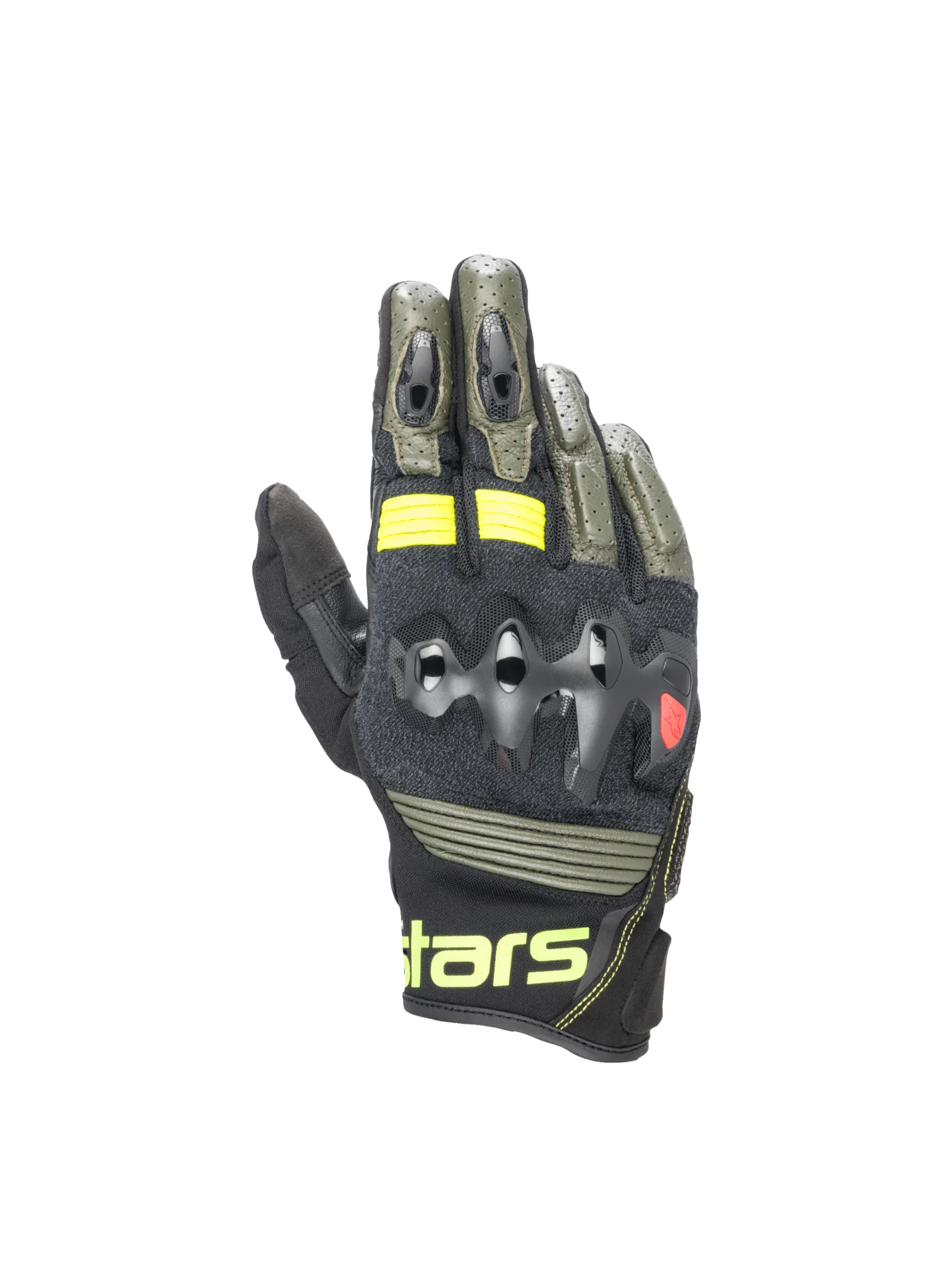 Alpinestars Halo Leather Forest Black Yellow Fluo Gloves