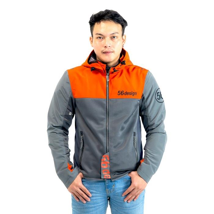 56design Half Mesh Parka Evo 2 Dark Grey Orange Jacket - Image 3