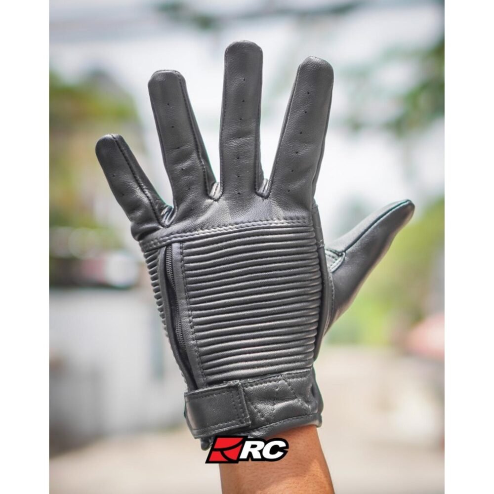 Bellissimo Cafe Racer Long Leather Black Gloves