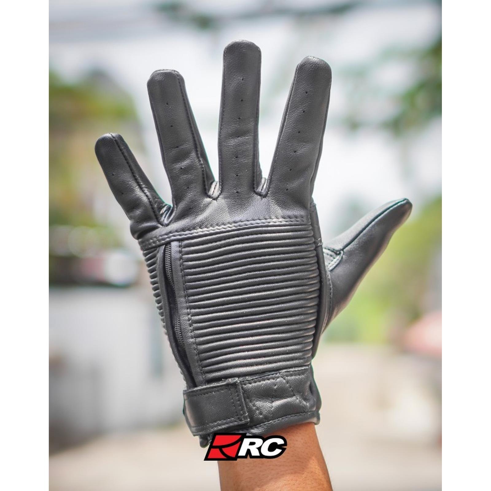 Bellissimo Cafe Racer Long Leather Black Gloves