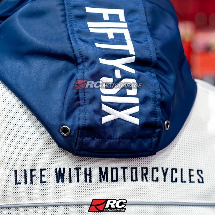 56design Color Hoodie Mesh Jacket Evo Ivory Navy Jacket - Image 4