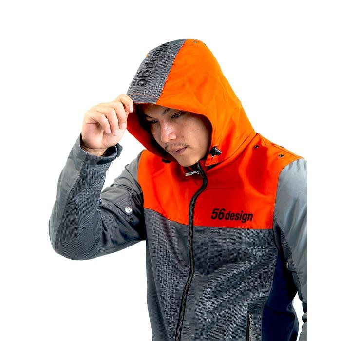 56design Half Mesh Parka Evo 2 Dark Grey Orange Jacket - Image 5