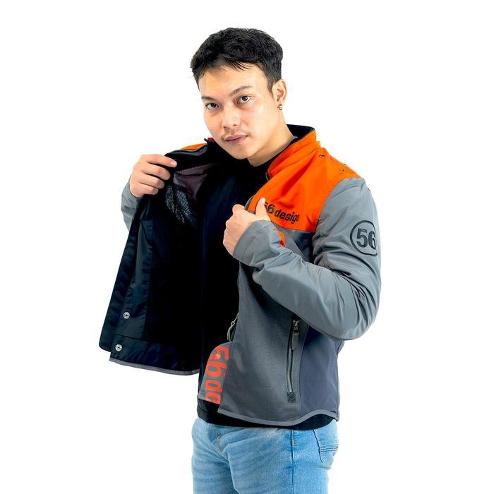 56design Half Mesh Parka Evo 2 Dark Grey Orange Jacket - Image 6