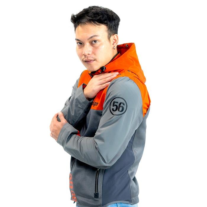56design Half Mesh Parka Evo 2 Dark Grey Orange Jacket - Image 4