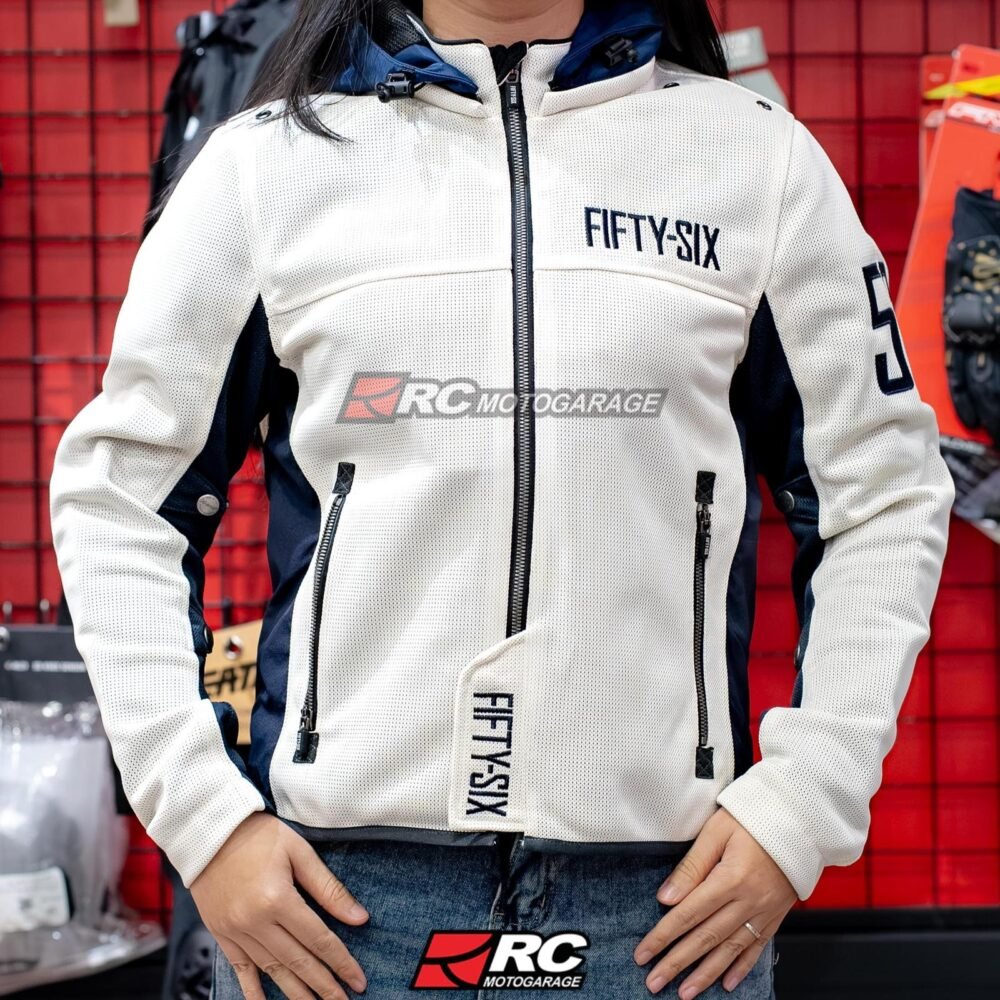 56design Color Hoodie Mesh Jacket Evo Ivory Navy Jacket