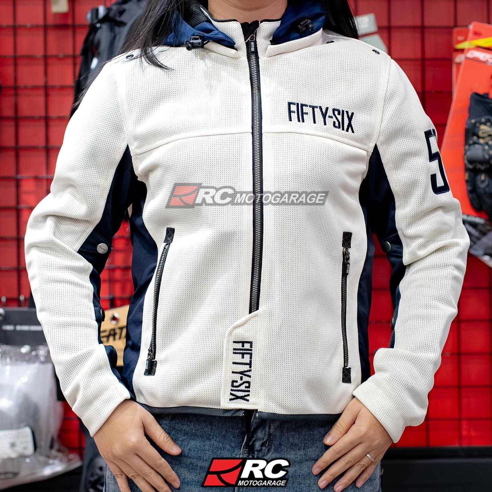 56design Color Hoodie Mesh Jacket Evo Ivory Navy Jacket
