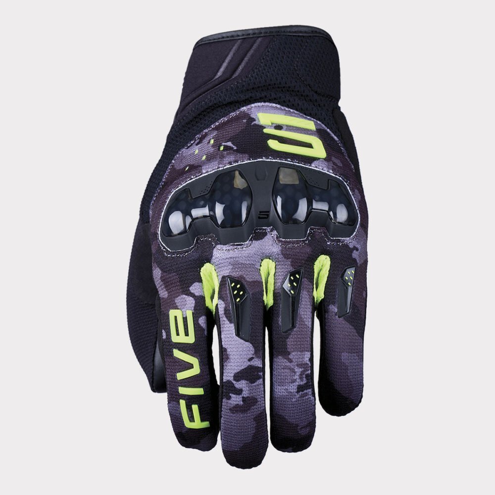 Five RSX Camo Black Fluo Yellow Gloves
