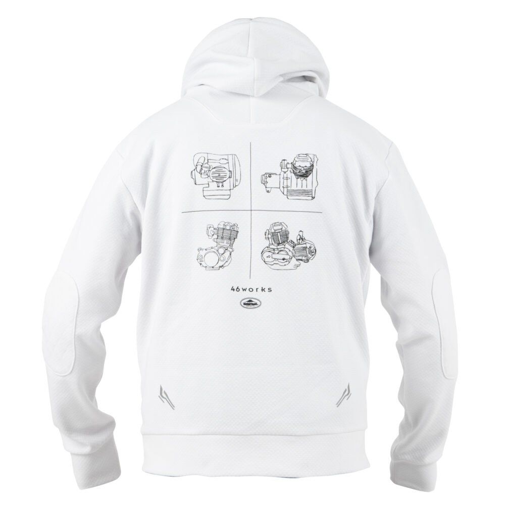 Kushitani K 1358W 46works Pull Up Parka White Jacket - Image 3