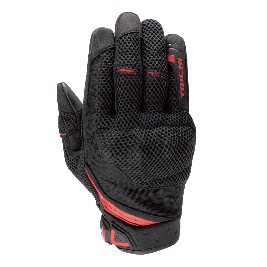 RS Taichi RST 463 Rubber Knuckle Mesh Black Red Gloves - Image 4