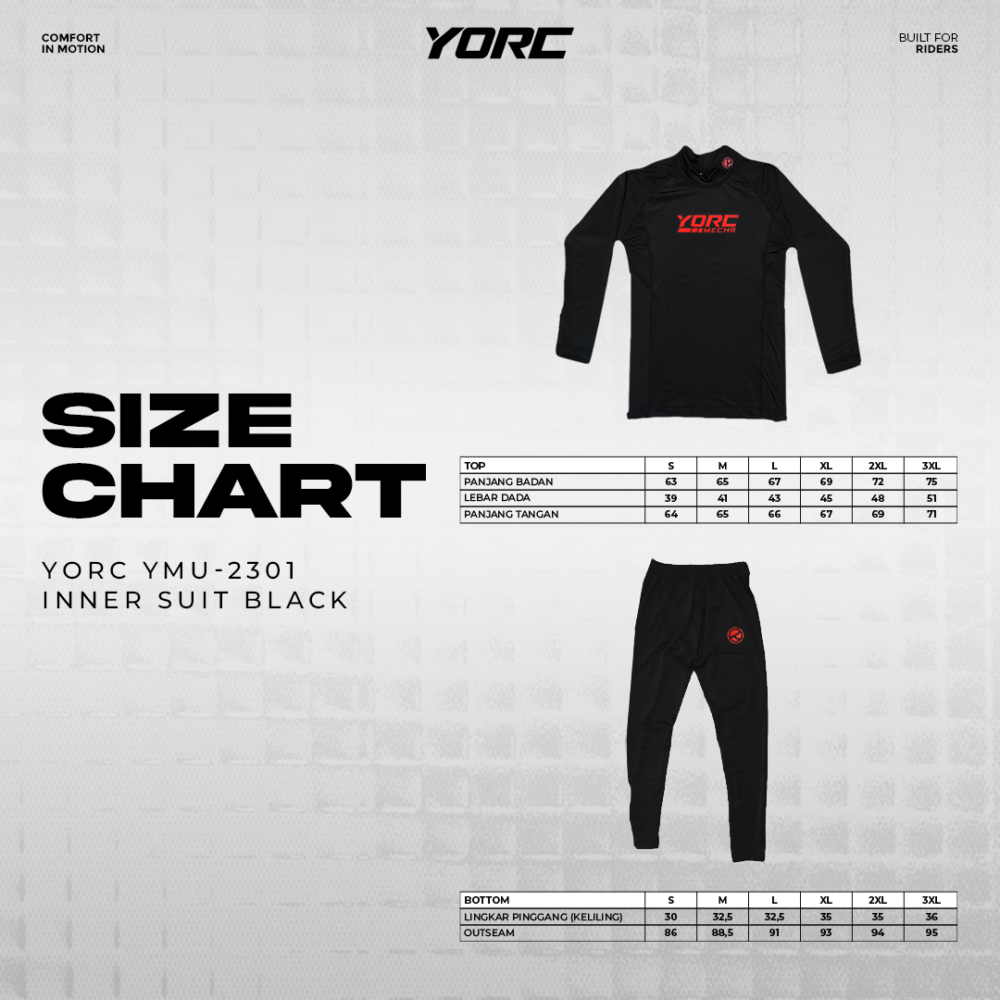 YORC YMU-2301 Inner Suit Black Bottom Inner - Image 7