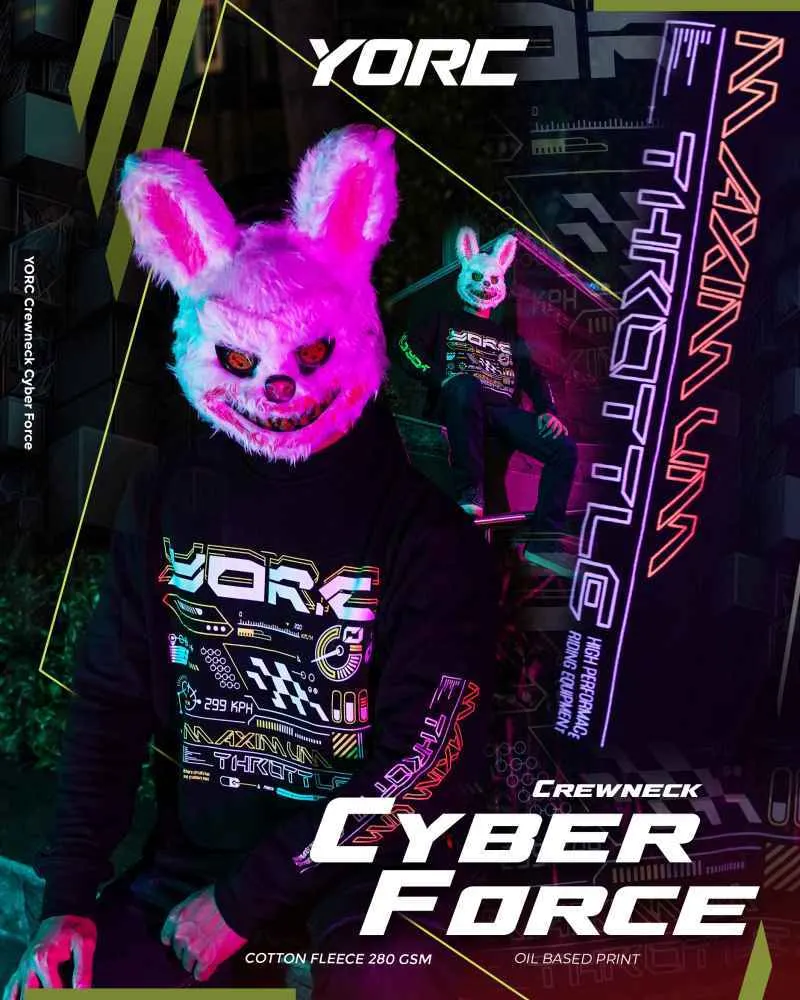 YORC Cyber Force Crewneck Black Hoodie
