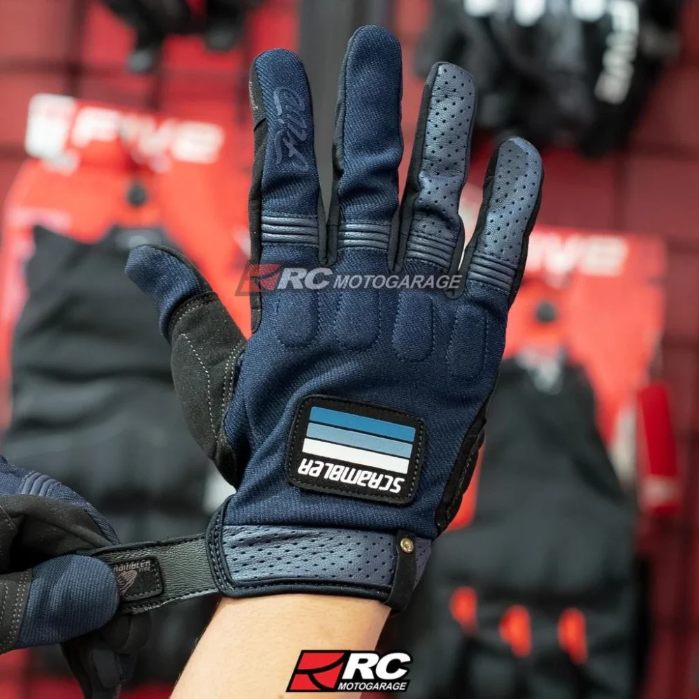Five Scrambler Navy Black Gloves