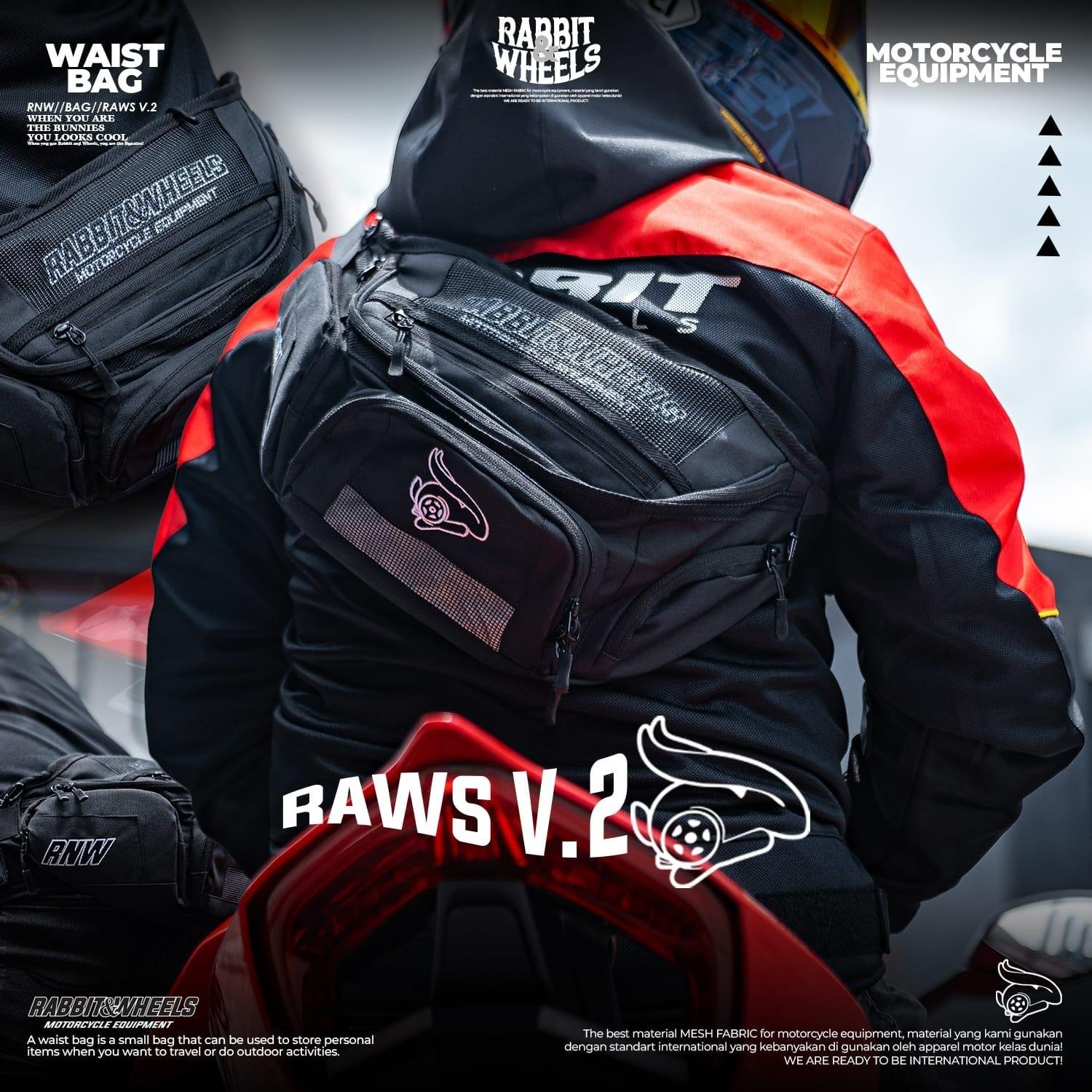 Rabbit and Wheels Raws V2 Black Waist Bag