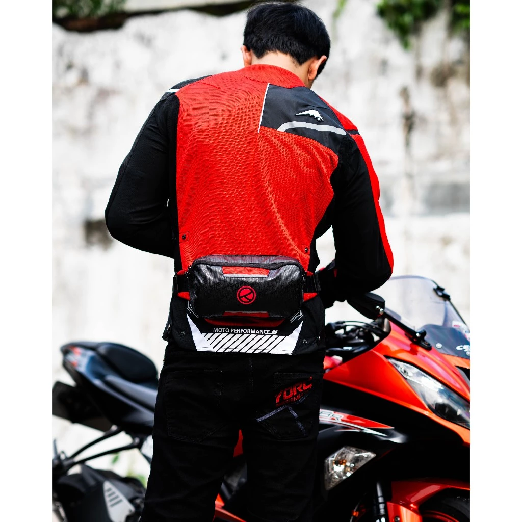 YORC YM06-BG02 RiderPack Stealth Lite Black Red Waist Bag - Image 4
