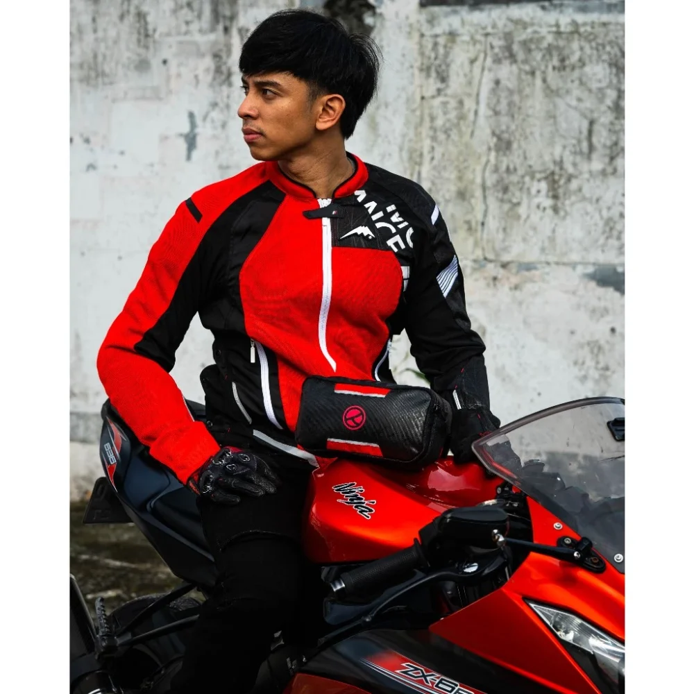 YORC YM06-BG02 RiderPack Stealth Lite Black Red Waist Bag - Image 3