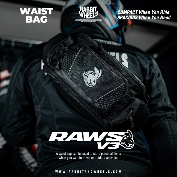 Rabbit and Wheels Raws V3 Black Waist Bag