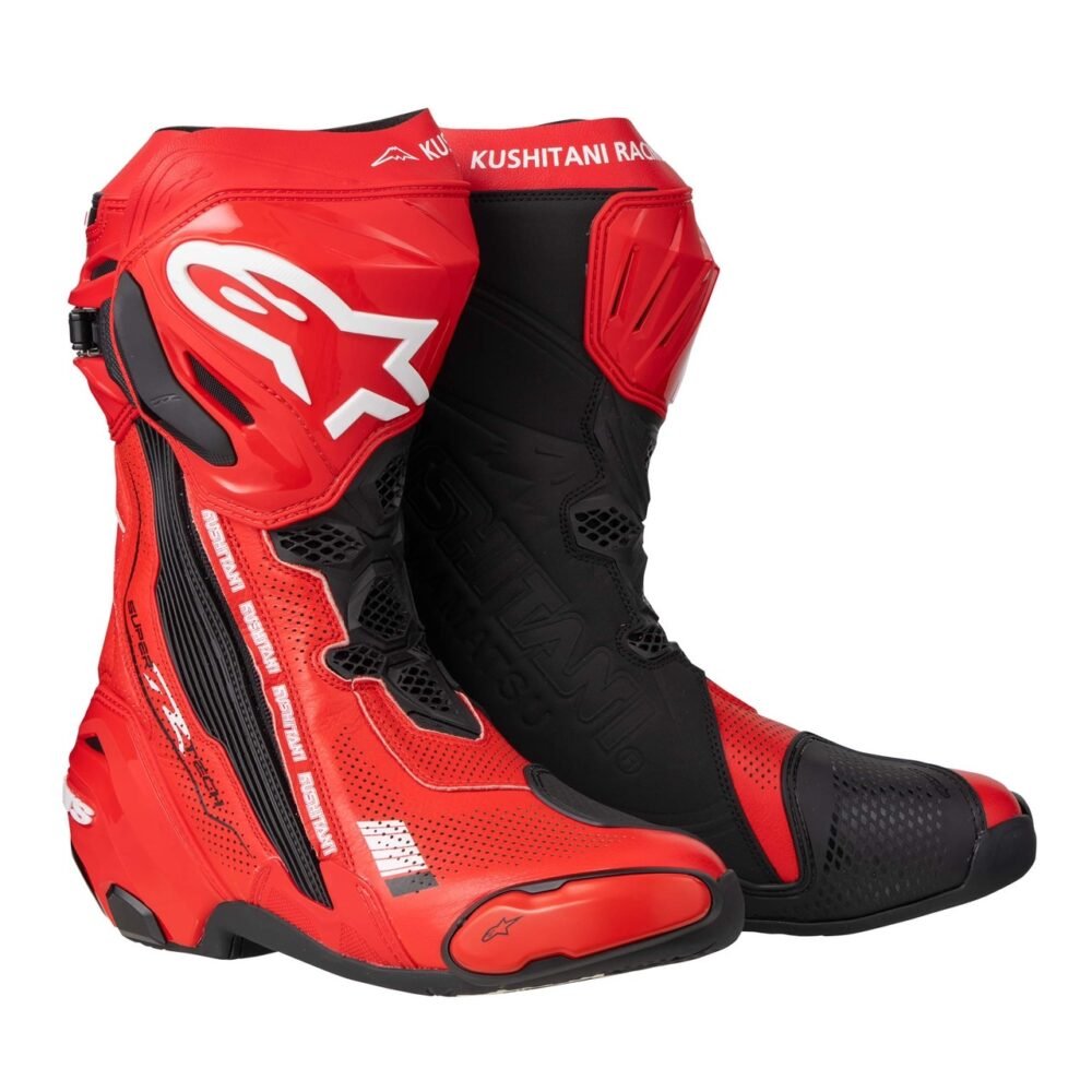 Kushitani 7701 Supertech R2 X ProtoCore Leather Red Boots