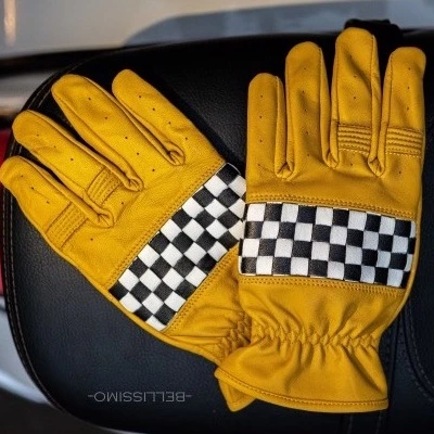 Alternative view of Bellissimo Checkered Long Leather Yellow Gloves