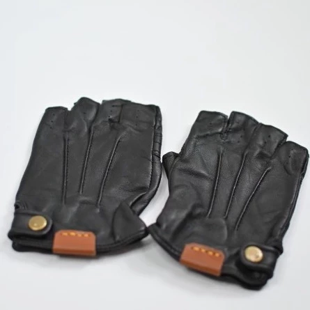 Bellissimo Short Leather Black Brown Gloves - Image 2