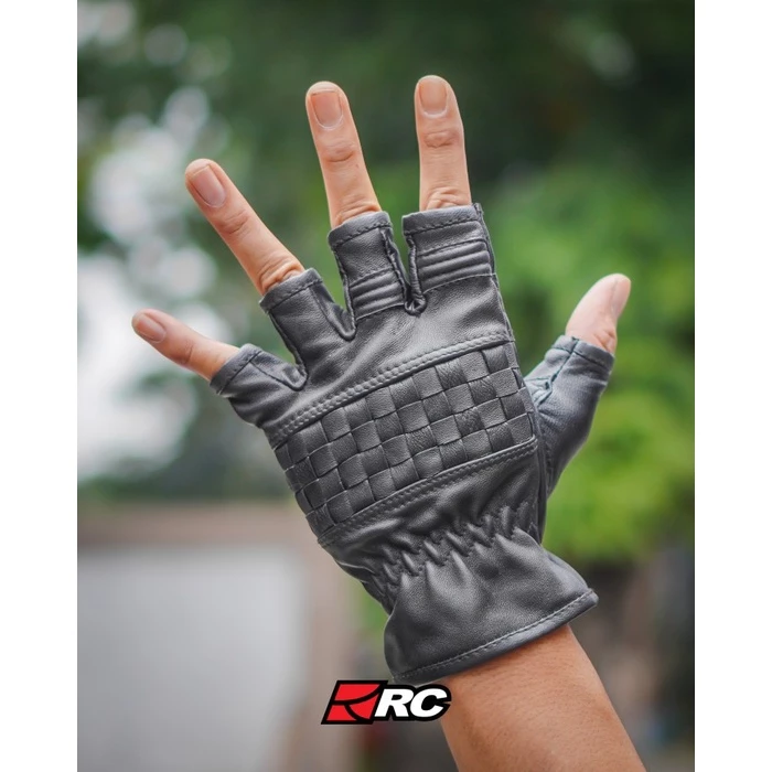 Bellissimo Checkered Short LeatherBlack Black Gloves