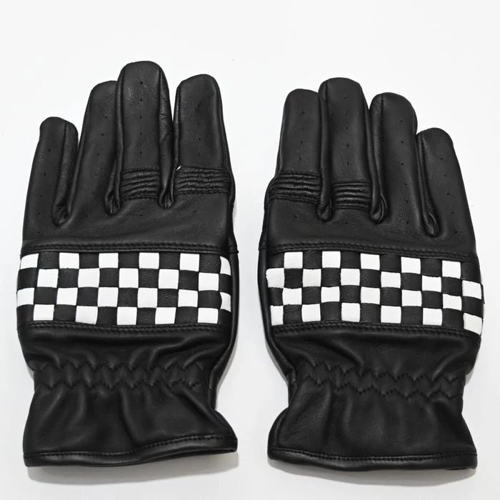 Alternative view of Bellissimo Checkered Long Leather Black White Gloves