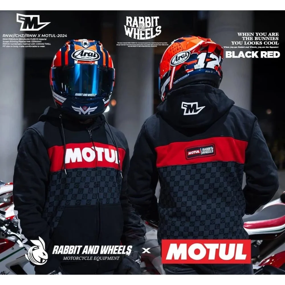 Rabbit and Wheels Zipper Motul Hoodie