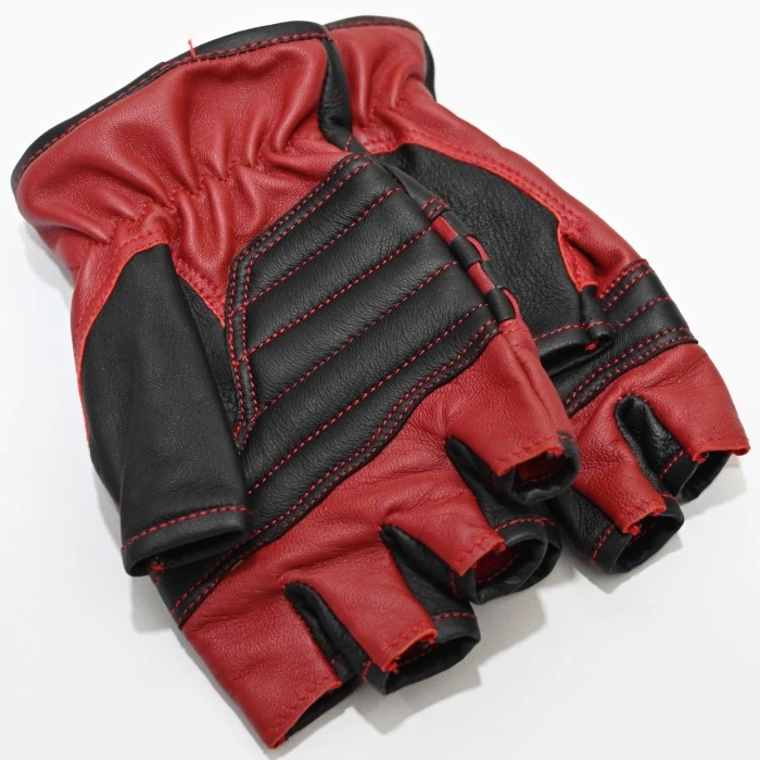 Alternative view of Bellissimo Checkered Short Leather Black Red Gloves