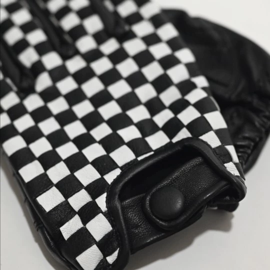 Bellissimo Checkered Full Long Leather Gloves - Image 4