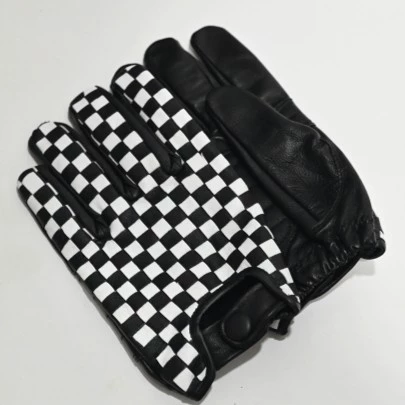 Bellissimo Checkered Full Long Leather Gloves - Image 3