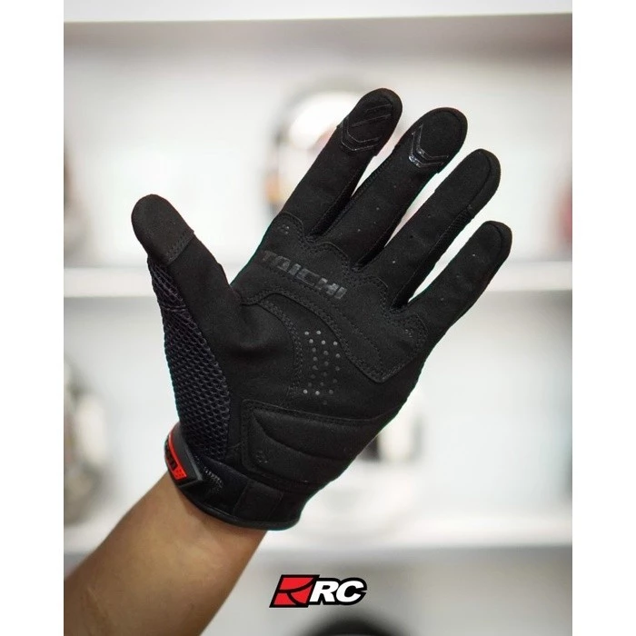 Alternative view of RS Taichi RST 463 Rubber Knuckle Mesh Black Red Gloves
