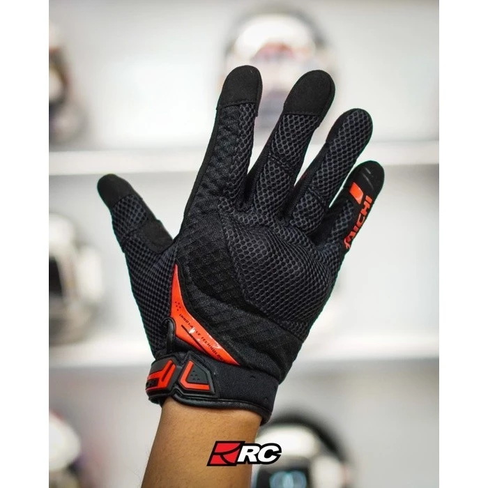 RS Taichi RST 463 Rubber Knuckle Mesh Black Red Gloves