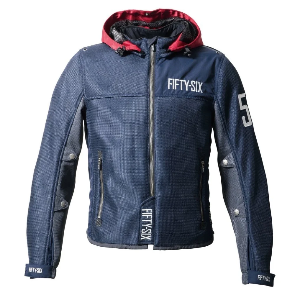 56design Color Hoodie Mesh Navy Red Jacket