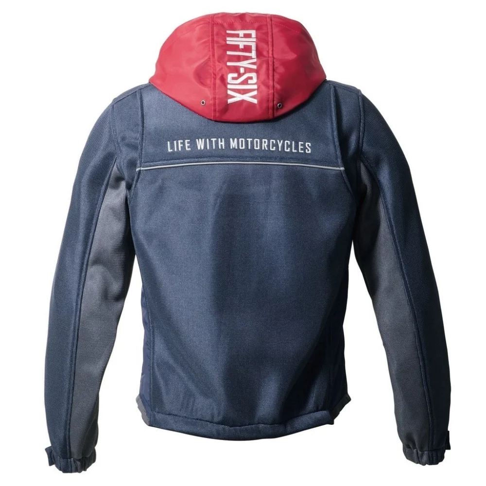 56design Color Hoodie Mesh Navy Red Jacket - Image 2