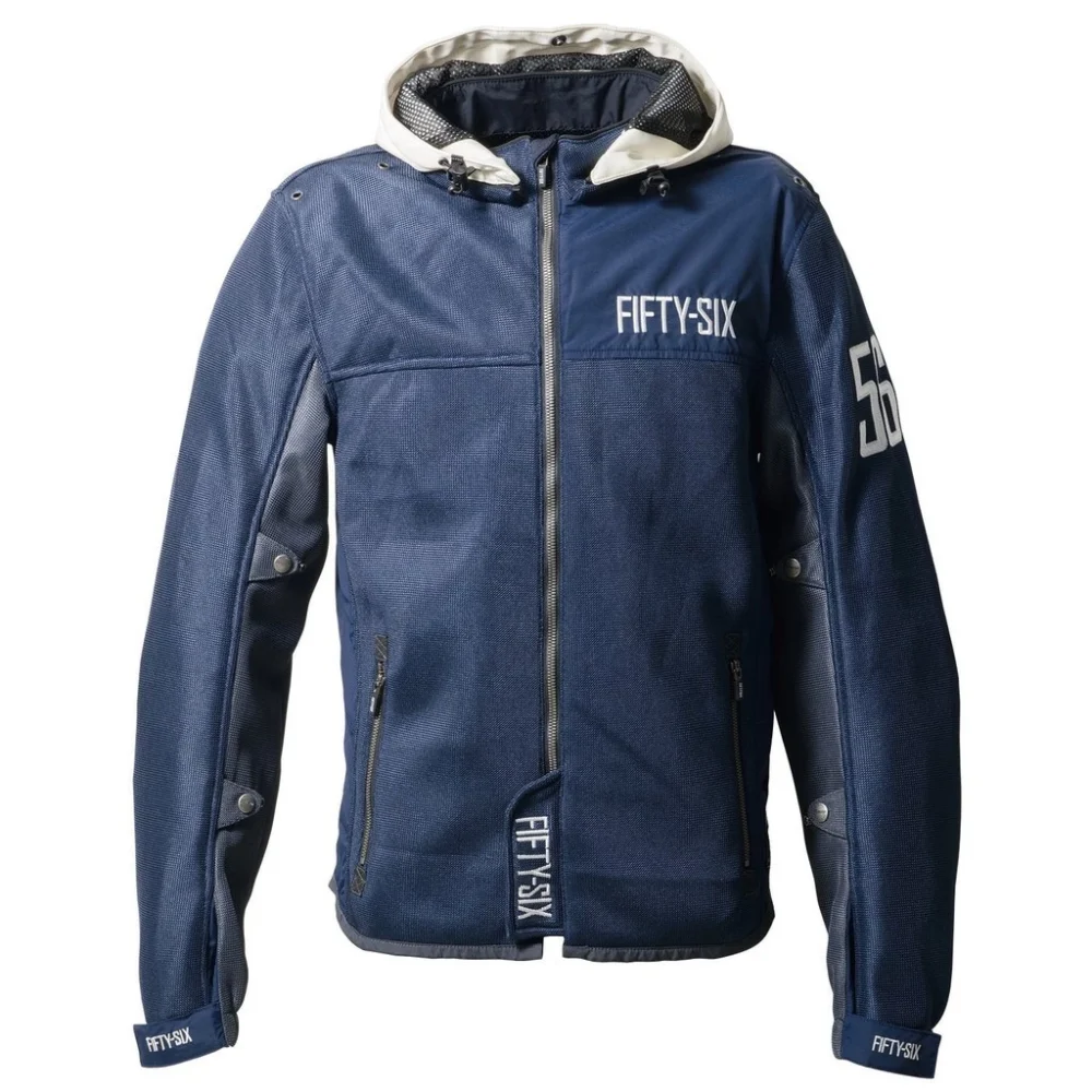56design Color Hoodie Mesh Navy White Jacket
