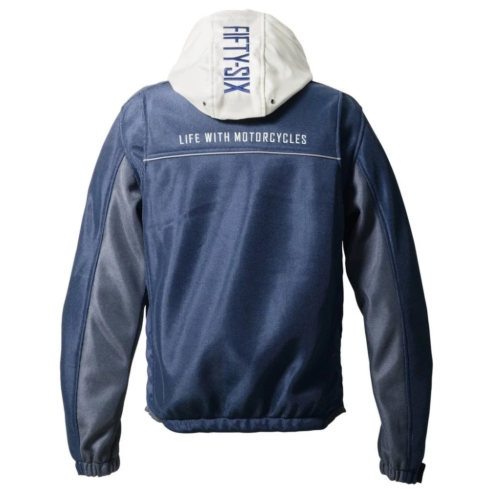 56design Color Hoodie Mesh Navy White Jacket - Image 2