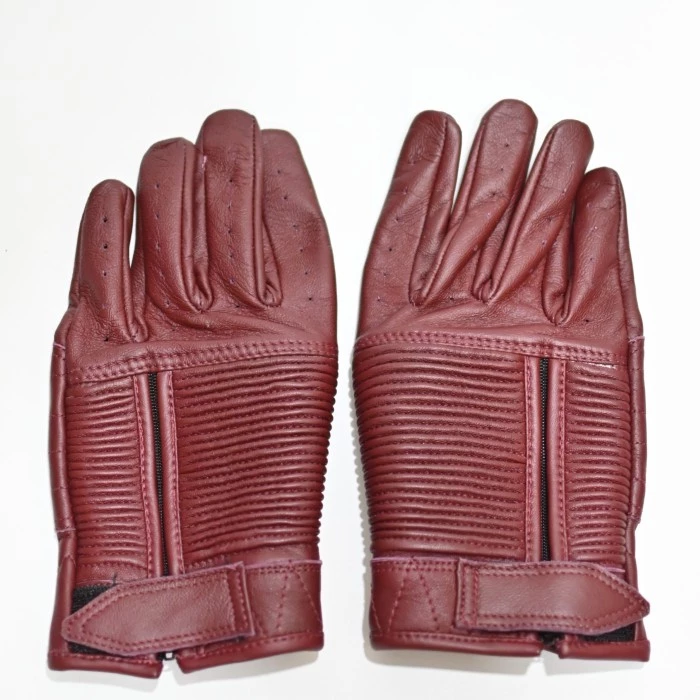 Bellissimo Cafe Racer Long Leather Maroon Gloves