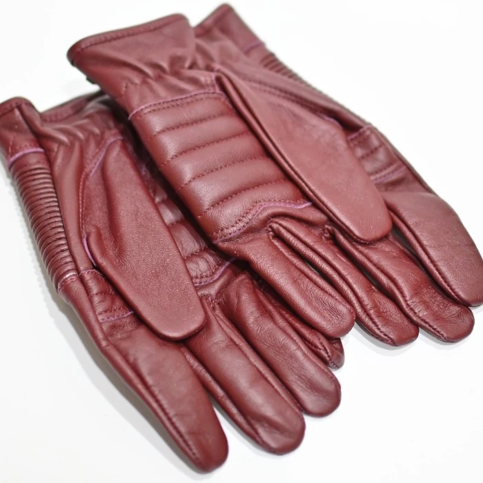 Bellissimo Cafe Racer Long Leather Maroon Gloves - Image 5