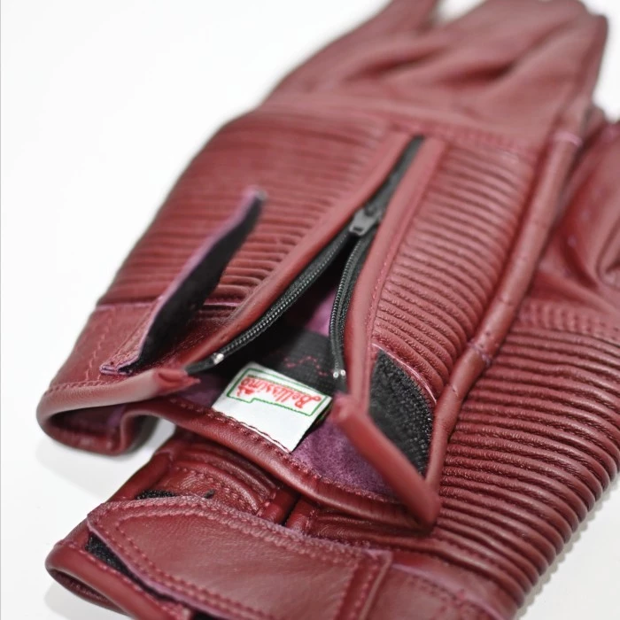 Bellissimo Cafe Racer Long Leather Maroon Gloves - Image 3