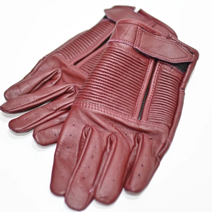 Alternative view of Bellissimo Cafe Racer Long Leather Maroon Gloves