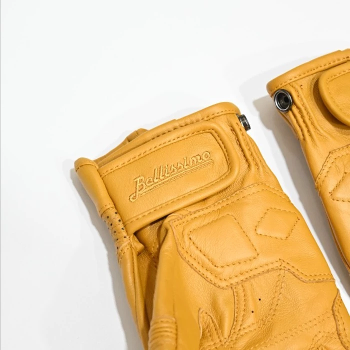 Bellissimo Racing Leather Yellow Gloves - Image 5
