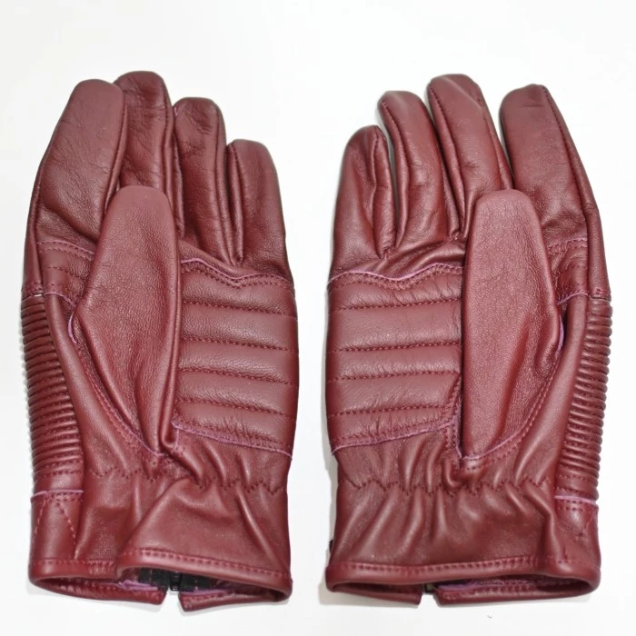Bellissimo Cafe Racer Long Leather Maroon Gloves - Image 4