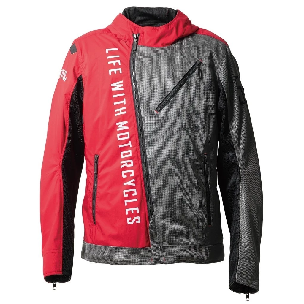 56design Slash Mesh Grey Cherry Red Jacket