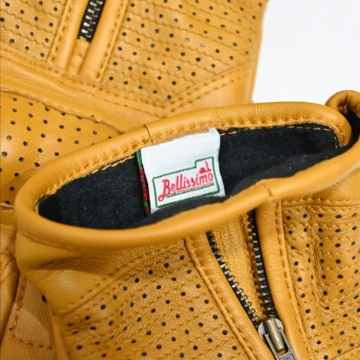 Bellissimo Racing Leather Yellow Gloves - Image 2