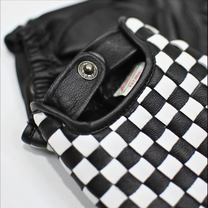 Bellissimo Checkered Full Short Leather Gloves - Image 4